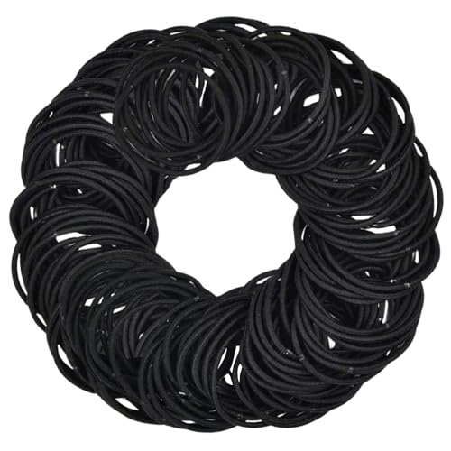 KEYRI 200 PCS Hair Bobbles 2mm Hair Bands for All Hair Durable Hair Ties Hair Elastics Strong Elasticity Hair Accessories for Long Term Use No Damage Hair Bands for Girls Women and Men (Black)