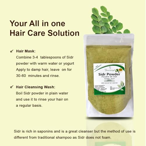 Yauvanya Sidr Powder Natural Hair Cleanser, Ziziphus Jujuba Leaves, 100 gms