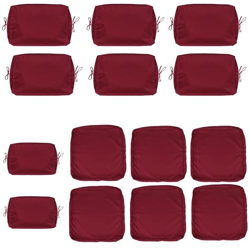 Only choice 14-Piece Waterproof Outdoor Patio Cushion Covers with Zipper - Replacement for 7 Pieces 6 Seater Outdoor Furniture Sofa Covers Only for Sofa, Couch, Furniture (Cover ONLY) (Burgundy)
