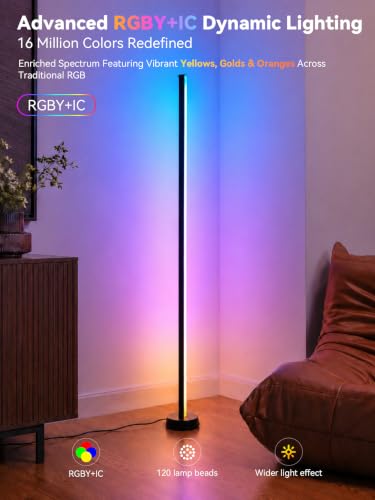 Image of GLOWRIUM Smart Corner Floor Lamp, RGBY+IC LED Floor Lamp for Living Room