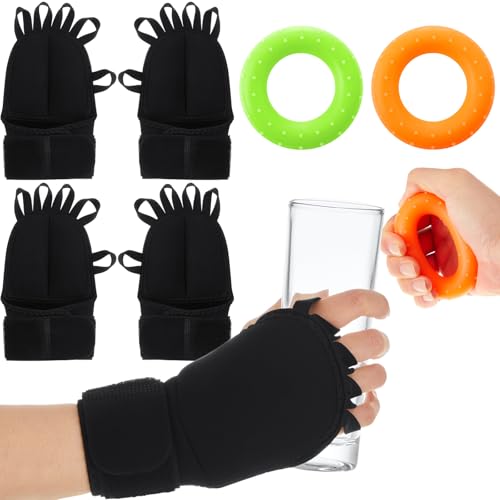 RoundFunny 2 Pairs Weighted Gloves for Tremors with 2 Hand Grip Strengthener Adjustable Hand Stability Aid for Parkinson's Patients, Elderly Improved Wrist Mobility, Writing Stability & Strengthening