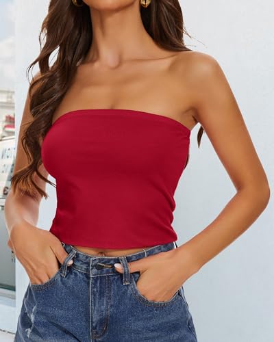 Image of Summer Tube Tops Basic Crop Tops for Women Strapless Tank Casual Tunics Sexy Short Shirts 2026