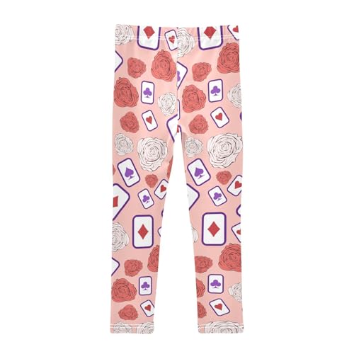 Cards and Roses Girls Leggings,Workout Leggings for Girls Toddler Athletic Leggings Size for 3-10T2
