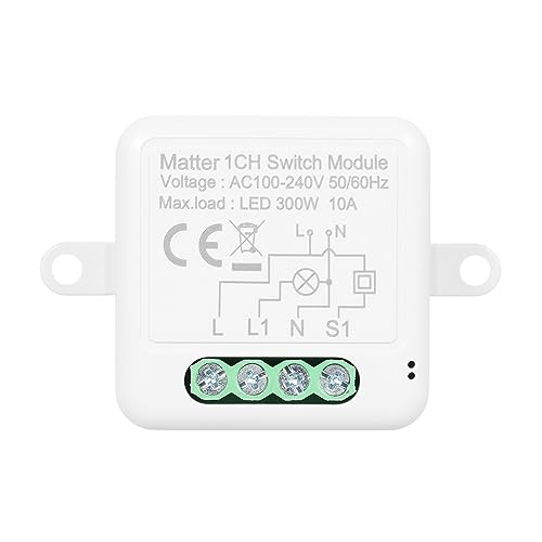 1CH Matter Mini Smart WiFi Switch Module DIY Smart Relay Switch Module 10A Switch for Smart Home Automation Compatible with Home Pod//Assistant/