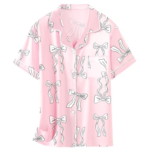 Image of Girls & Womens Satin Pajamas Set, Silk Button-Down Sleepwear 2 Piece Nightwear, 3 Years - Women XXL