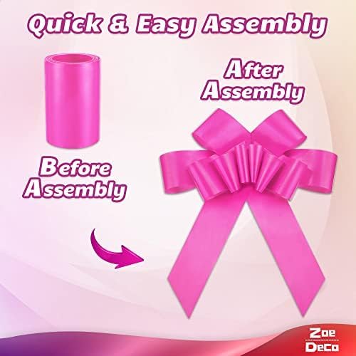 Zoe Deco Big Car Bow with 2 Gold Accessory Bows (Pink, 23 inch), Giant Bow for Car, Girl Party, Lady Surprise Party, Wedding Reception, Birthday, Christmas Bows for Car, Gift Bow