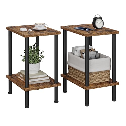VIMBER Set of 2 Side Tables with 2-Tier Storage