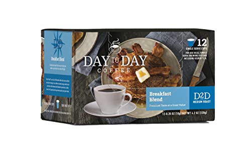 Day To Day 12-Count Breakfast Blend, Medium Roast Single Serve Coffee Pods for K-Cup Keurig Brewers
