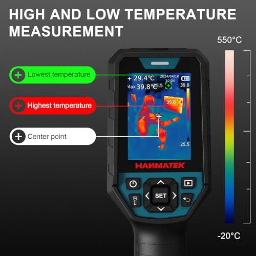 HANMATEK Thermal Camera with Resolution of 256 x 192 Pixels Ti260 Imaging Tool for Temperature Anomalies, Temperature Range -20°C to 550°C,Rechargeable Battery - Image 4