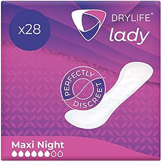 Drylife Lady Maxi Night Premium Thin Incontinence Pads for Bladder Weakness | Ultra Dry Technology, Anti-Leak Barriers & Active Odour Lock for Women (1 Pack of 28)