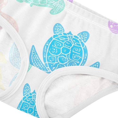 Pastel Sea Turtles White Girl Panties Cute Toddler Underwear Floral Cotton Cartoon Briefs Girls Undies 2t4