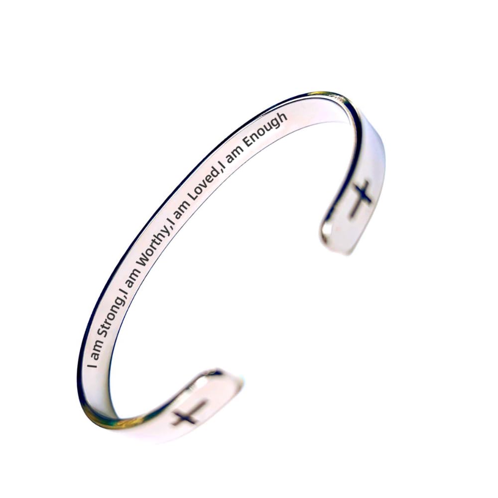 Religious prayer bracelet Christian inspirational quotes Cross Cuff bracelet Baptismal Faith Bible verses inspired cuff jewelry