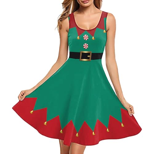 POIUIYQA Lencería Mujer Navidad Traje de Papá Noel con Falda Esponjosa, Vestido Corto sin Hombros de Terciopelo, Ideal para Cosplay y Fiestas Navideñas