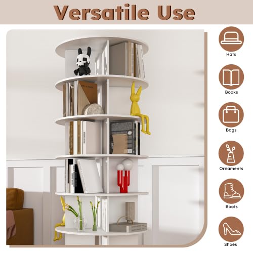 Image of Rotating Shoe Rack Tower, 7-Tier Spinning Storage Rack, Free Standing 360 Revolving Shoe Organizer, Holds 28 Pairs of Shoes (6-Tier White)