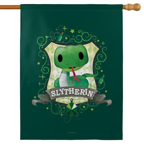 Graphics & More Harry Potter Cute Slytherin Crest 30x40 Double-Sided Outdoor Flag – Durable Polyester Yard Banner for Porch, Garden, or Wall – Indoor/Outdoor