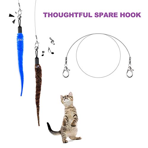 Zeyzoo 11 pack interactive cat toys set, 2 retractable cat toy wand, 7 cat worm toy and 1 catnip fish refills with bell, 1 replacement line, cat feather wand toy kitten toys for indoor cats kitten 4 Zeyzoo 11 pack interactive cat toys set, 2 retractable cat toy wand, 7 cat worm toy and 1 catnip fish refills with bell, 1 replacement line, cat feather wand toy kitten toys for indoor cats kitten - image 5