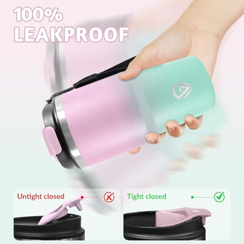 HoneyHolly Thermobecher 600 ml, Wiederverwendbar, Edelstahl Kaffeebecher-to-go Thermo, Auslaufsicher, Doppelwandiger Trinkbecher, Isolierbecher, Travel Mug für Heißen Kaffee, Tee und Kalte Getränke 4