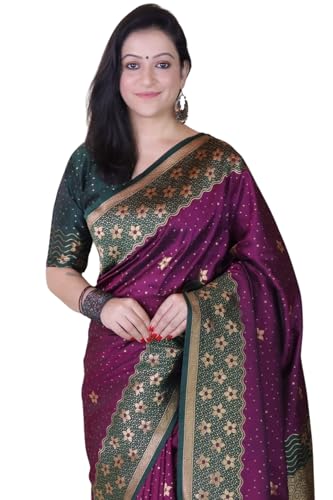 Image of SGF11 Women's Kanjivaram Pure Handloom Soft Silk Saree With Blouse Piece