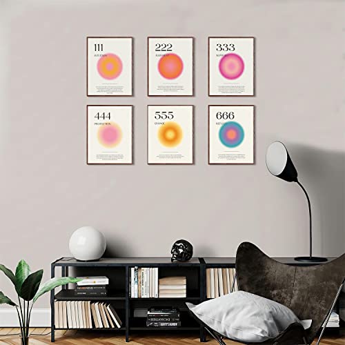 Kalwax Aura Angel Numbers Poster Minimalist Inspirational Quotes Poster A Set Of 6 Canvas Posters Canvas Print Wall Art Cover Poster Family Decorative Painting Wall Art Canvas Posters Hanging Poster Gifts 8X10Inch(20X25Cm) #TOP4