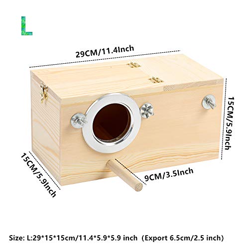 Image of Pine Wood Parakeet Nest Box Bird House Budgie Breeding Mating Box for Lovebirds Cockatiel Parrotlets (L)