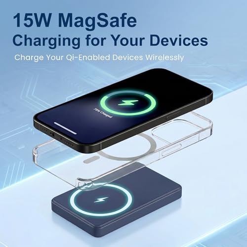 Image of Energizer 22.5W Fast Charging Wireless Power Bank 10000mAh, 15W Qi Wireless, USB-C PD + QC Output, Compact Portable Charger for iPhone, Samsung, Android | Travel Friendly | 1 Yr Warranty | Blue