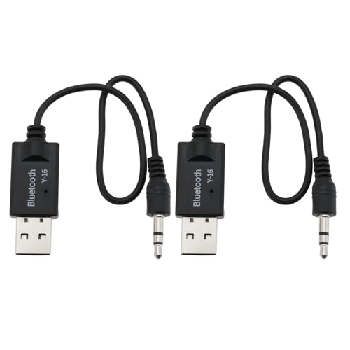 Create idea 2Pcs USB Bluetooth to AUX Cable Receiver 3.5mm in-Line Bluetooth Audio Adapter Compatible with Mini Cooper Gen 2 3 R56 R55 F56 F55 R60
