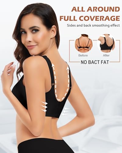Image of Wireless Support Bra Full Coverage Padded Push Up Anti Sagging Comfortable Seamless Lace Bras No Underwire