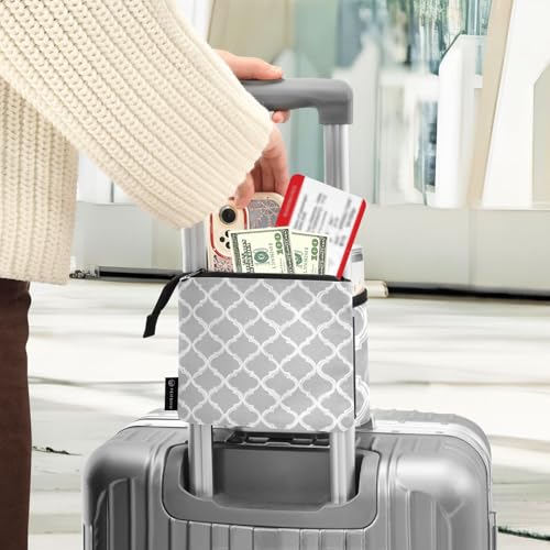 Image of Luggage Cup Holder for Suitcases Free Hands Suitcase Cup Holder Travel Luggage Drink Holder Portable Luggage Cup Caddy Bag Carrier with Handle Silver Minimalist Quatrefoil