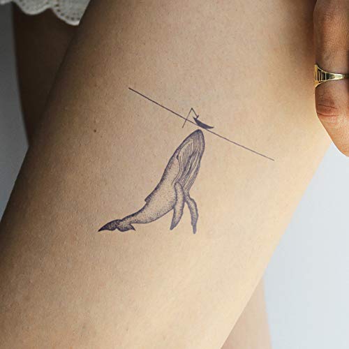 Inkbox Temporary Tattoos, Semi-Permanent Tattoo, One Premium Easy Long Lasting, Water-Resistant Temp Tattoo with For Now Ink - Lasts 1-2 Weeks, Whale Tattoo, 4 x 4 in, Fish Food