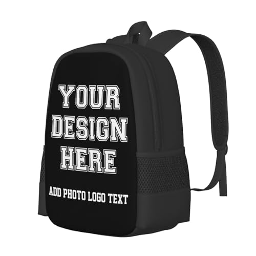 Custom Backpack for Men Women, Custom Personalized Text Image Backpack, Customize Laptop Backpack for Unisex, Custom 17In Casual Travel Backpack Black2