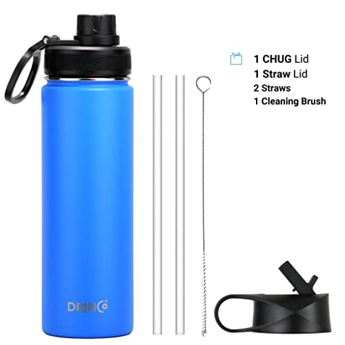 Image of Drinco Stainless Steel Water Bottle Spout Lid Vacuum Insulated Double Wall Water Bottle Wide Mouth Leak Proof Keep Cold Sport Camping Hiking (22oz Royal Blue)