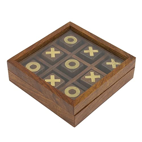Timber Revival Co Sheesham Wood tic-tac-Toe Perfect Gifting for Birthday for Kids and Family Board Games Wooden Family Board Brass Naughts & Crosses Storage Box Lid Glass LxBxH – (5x5x1.5) inches (B09MKTFMD6) Amazon Price History, Amazon Price Tracker