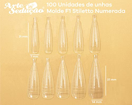 300 Molde F1 Stiletto, Bailarina, Natural Para Alongamento de Unhas Acrílico Porcelana Manicure, Art