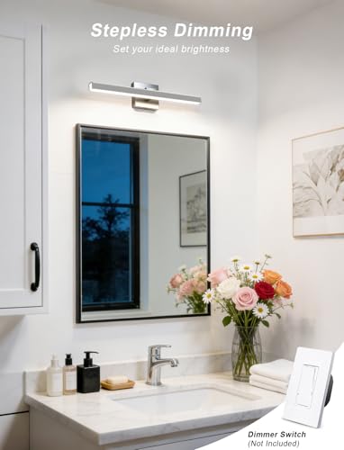 Image of IZORRO Modern Bathroom Vanity Light 16 inch, Rotatable, 12W Dimmable Led Bathroom Light Fixture Over Mirror, Chrome Vanity Light Bar (Cool White 6000K)