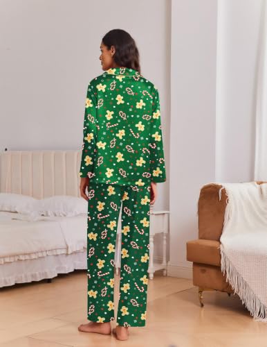 Ekouaer Womens Christmas Pajamas Silk Satin Pjs 2 Piece Striped Loungewear - image 4