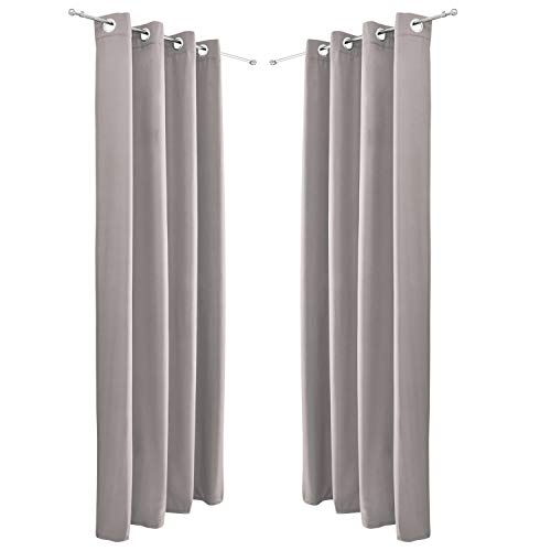 Thermovorhang Beautissu 2er Set Gardine 140×245 cm Grau Ösen