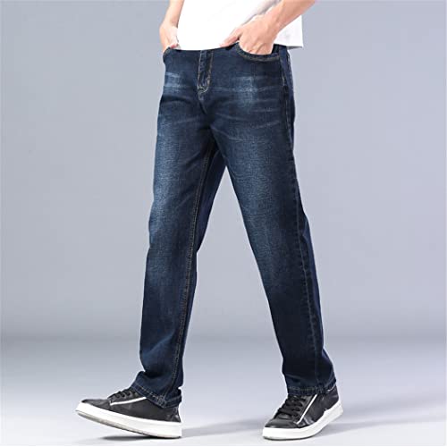 Jean droit ample d'été fin en coton extensible bleu classique taille 54 - 3