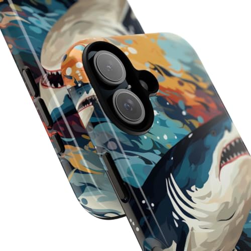 Coque iPhone 16 requin ocean rigide effet brillant luxe - 2