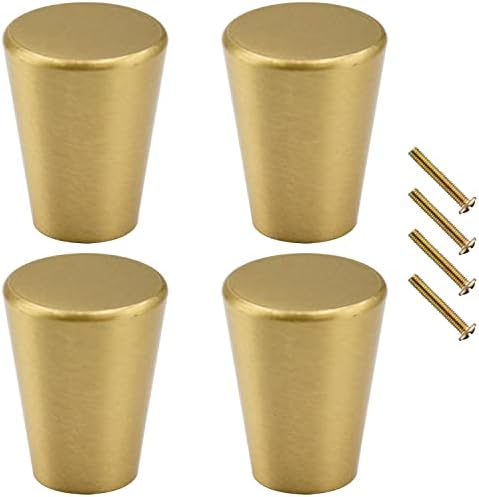iModen Circular Truncated Cone Shape Heavy Duty Solid Brass Cabinet Knobs Drawer Handle Dresser Pull Set of 4