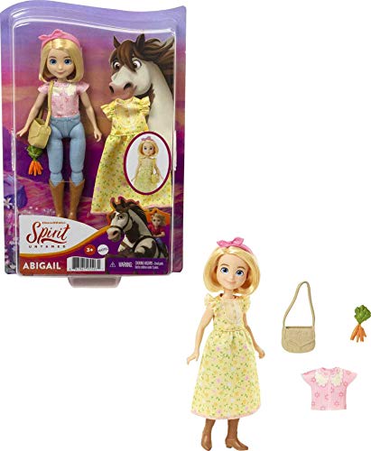 Mattel Spirit Untamed Abigail Doll (Approx.7-in), 2 Fashion Outfits, Purse & Horse-Themed Accessory, 7 Movable Joints, Great Gift for Ages 3 Years Old & Up (GXF19)