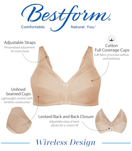 Image of Bestform Women's Comfortable Wireless Cotton Bra with Unlined Seamed Cups 5006825