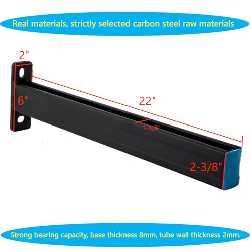 PHLKJL 2 Pack Steel Shelf Bracket,Black Powder-Coating,Display Bracket,DIY Projects,Metal Strut Channel, Slotted,Pipe Suppor,22 in Length . by PHLKJL - Used condition - Image 2