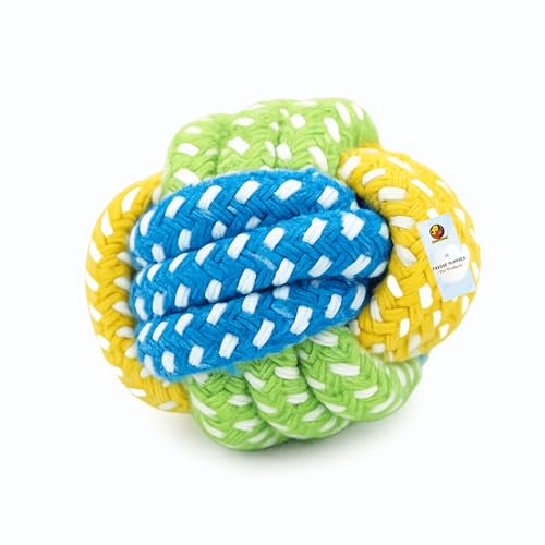 Image of Foodie Puppies Dog Rope Ball Toy for Dogs and Puppies | Pure Cotton, Strong Braided and Chew Safe Rope Toy | Teething, Chewing, Fetching, and Playing (Color May Vary)