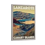 LZTEN Póster de viaje de estilo retro vintage de Lanzarote, Islas Canarias, arte de pared, arte de pared, 30 x 45 cm