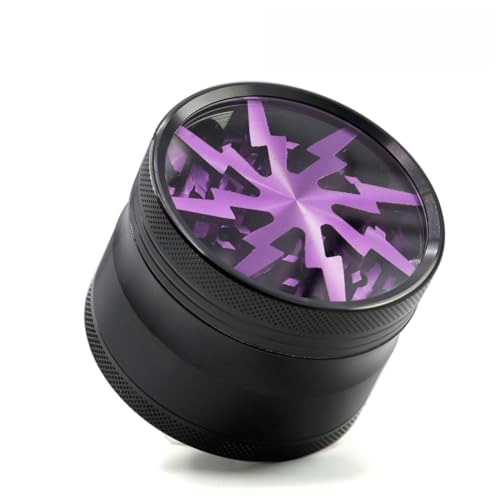 Vgzsyomqib Grinder Metallo Trita Spezie Herb Erba Lega in Alluminio 4 parti 63mm Grande Grinder Tritino Erbe 4 Pezzi con Setaccio per Polline - Nero Viola