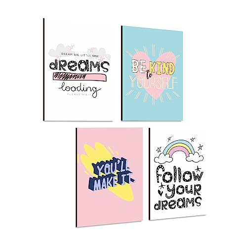 Image of PAPER PLANE DESIGN Poster Frames Black Wall Hangings Size- 8.25 x 11.75 inch, Set of 4, Motivational Quotes D4 (D)