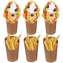 50Pcs Halloween Party French Fries Holder Cups Take-Out Party Cakes Egg Puff Waffle Ice Cream Cups Holder for Wedding Birthday Party Baby Shower