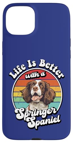 Vintage Retro Life Is Better With A Springer Spaniel Lover �X�}�z�P�[�X iPhone 15 Plus �p
