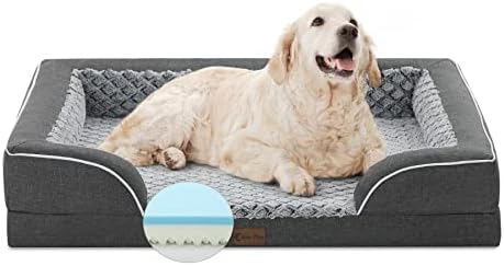 Casa Paw Memory Foam XL Dog Bed with Bolsters, Cooling Dog Beds for Extra Large Dogs, Waterproof Orthopedic Dog Bed with Removable Washable Cover, Nonskid Bottom and Egg-Crate Foam Dog Couch Bed