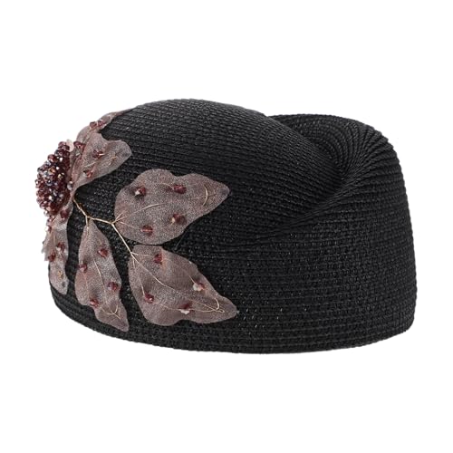 Béret noir femme floral pour vos vacances, fêtes et sorties à la plage